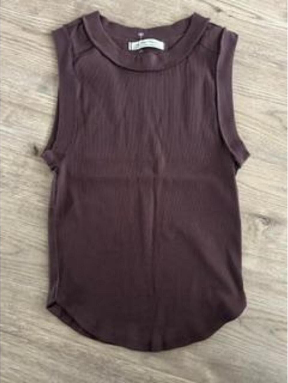We The Free Free People Tank Top Womens Medium Brown Ribbed Muscle Tee